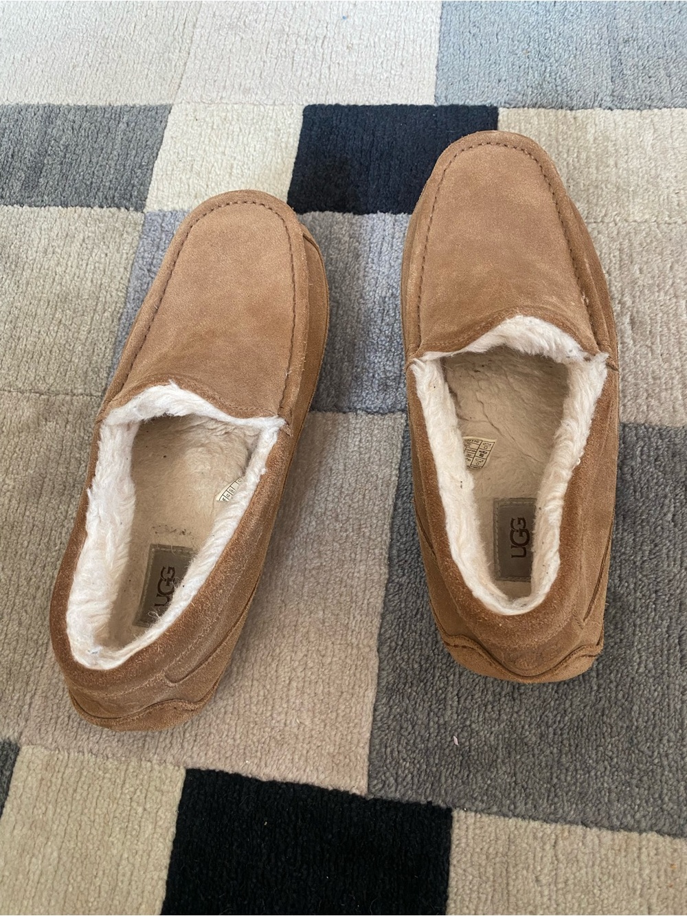 UGG Men’s Chestnut Suede Shearling Moccasin Slippers